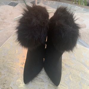 Black Stiletto Heel Fur Boots🖤